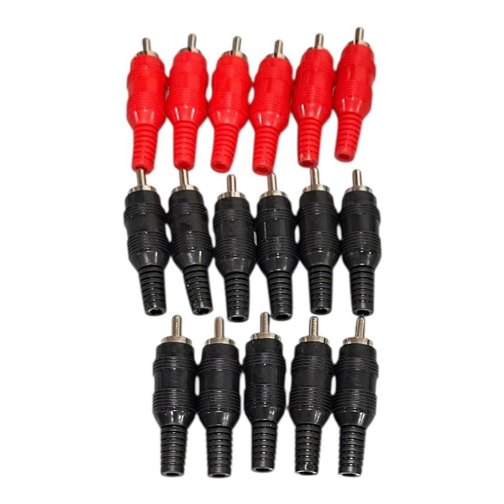 RCA Male Plug Connectors Lot 20 Red Black Audio Video Cable DIY Repair Plugs